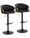 Lumisource Set Of 2 Claire Contemporary/glam Adjustable Bar Stools With  Footrest