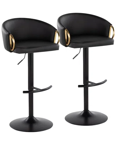 LUMISOURCE LUMISOURCE SET OF 2 CLAIRE CONTEMPORARY/GLAM ADJUSTABLE BAR STOOLS WITH  FOOTREST