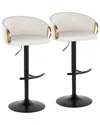 Lumisource Set Of 2 Claire Contemporary/glam Adjustable Bar Stools With  Footrest