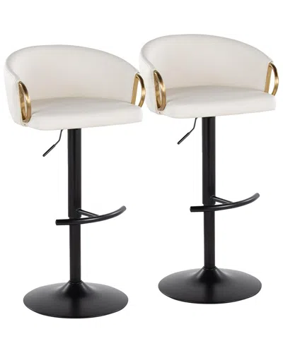 LUMISOURCE LUMISOURCE SET OF 2 CLAIRE CONTEMPORARY/GLAM ADJUSTABLE BAR STOOLS WITH  FOOTREST