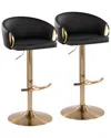 Lumisource Set Of 2 Claire Contemporary/glam Adjustable Bar Stools With  Footrest
