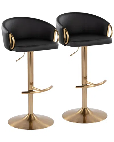 LUMISOURCE LUMISOURCE SET OF 2 CLAIRE CONTEMPORARY/GLAM ADJUSTABLE BAR STOOLS WITH  FOOTREST