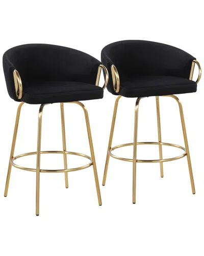 Lumisource Set Of 2 Claire 30in Fixed-height Bar Stools In Gold