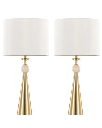 Lumisource Set Of 2 Cone Travertine 27 Table Lamp In Gold