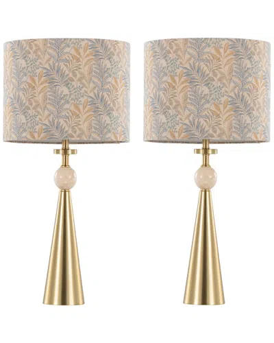 Lumisource Set Of 2 Cone Travertine 27 Table Lamp In Multi