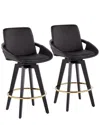 Lumisource Set Of 2 Cosmo Swivel Fixed-height Counter Stools In Black