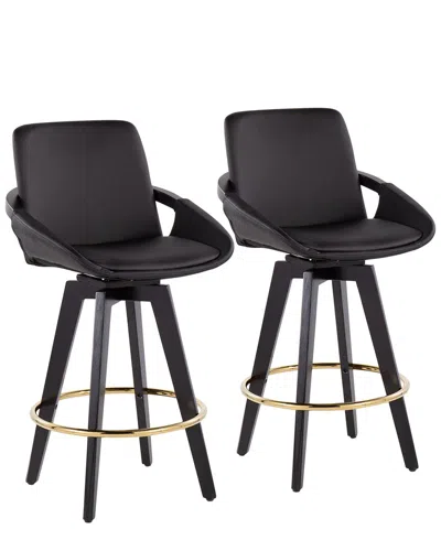 Lumisource Set Of 2 Cosmo Swivel Fixed-height Counter Stools In Black