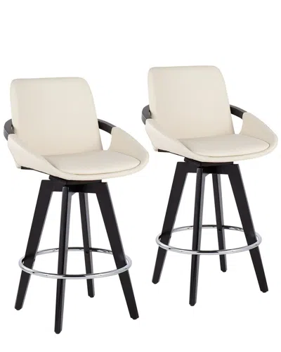 Lumisource Set Of 2 Cosmo Swivel Fixed-height Counter Stools In Black