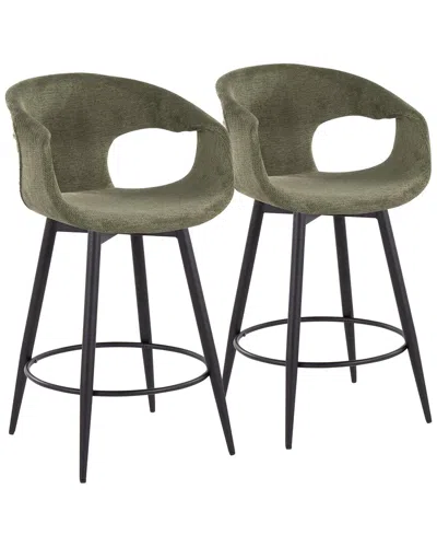 Lumisource Set Of 2 Curva 25in Contemporary Fixed-height Counter Swivel Stools  With Footrest