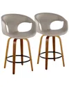 Lumisource Set Of 2 Curva 26in Mid-century Modern Fixed-height Counter Swivel  Stools With Footrest