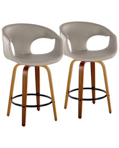Lumisource Set Of 2 Curva 26in Mid-century Modern Fixed-height Counter Swivel  Stools With Footrest