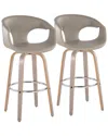 Lumisource Set Of 2 Curva 30in Contemporary Fixed-height Swivel Bar Stools  With Footrest