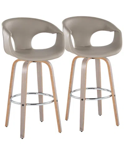 LUMISOURCE LUMISOURCE SET OF 2 CURVA 30IN CONTEMPORARY FIXED-HEIGHT SWIVEL BAR STOOLS  WITH FOOTREST