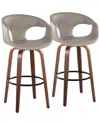 Lumisource Set Of 2 Curva 30in Mid-century Modern Fixed-height Swivel Bar  Stools With Footrest