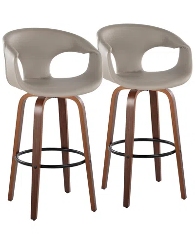 Lumisource Set Of 2 Curva 30in Mid-century Modern Fixed-height Swivel Bar  Stools With Footrest