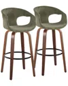 Lumisource Set Of 2 Curva 30in Mid-century Modern Fixed-height Swivel Bar  Stools With Footrest