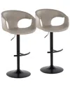 Lumisource Set Of 2 Curva Contemporary Adjustable Bar Stools With Footrest