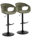Lumisource Set Of 2 Curva Contemporary Adjustable Bar Stools With Footrest