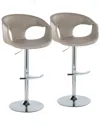 Lumisource Set Of 2 Curva Contemporary Adjustable Bar Stools With Footrest