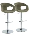 Lumisource Set Of 2 Curva Contemporary Adjustable Bar Stools With Footrest