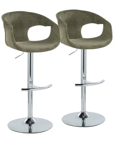 LUMISOURCE LUMISOURCE SET OF 2 CURVA CONTEMPORARY ADJUSTABLE BAR STOOLS WITH FOOTREST
