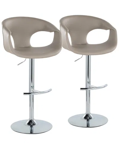 Lumisource Set Of 2 Curva Contemporary Adjustable Bar Stools With Footrest In Brown