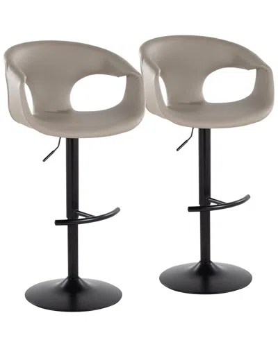 Lumisource Set Of 2 Curva Contemporary Adjustable Bar Stools With Footrest In Brown