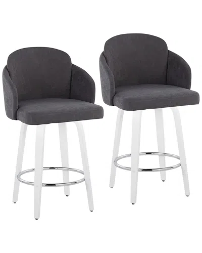 Lumisource Set Of 2 Dahlia 26 Contemporary Fixed-height Counter Stool In Black