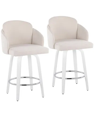 Lumisource Set Of 2 Dahlia 26 Contemporary Fixed-height Counter Stool In Neutral