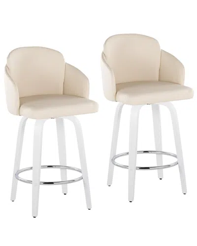 Lumisource Set Of 2 Dahlia 26 Contemporary Fixed-height Counter Stool In Neutral