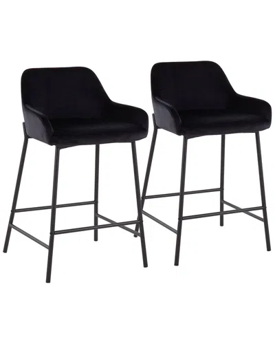 Lumisource Set Of 2 Daniella 24 Fixed-height Counter Stool In Black