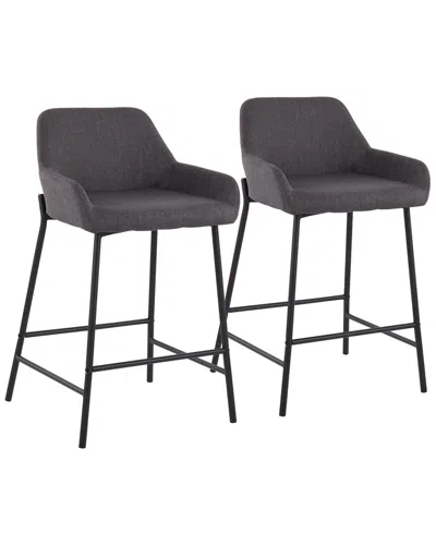 Lumisource Set Of 2 Daniella 24 Fixed-height Counter Stool In Black