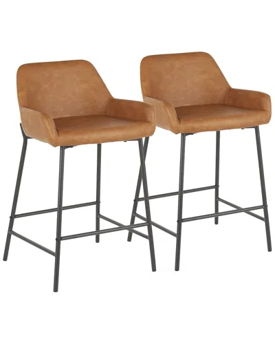 Lumisource Set Of 2 Daniella 24 Fixed-height Counter Stool In Burgundy