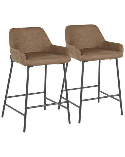 Lumisource Set Of 2 Daniella 24 Fixed-height Counter Stool In Brown