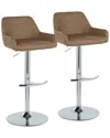Lumisource Set Of 2 Daniella Contemporary Adjustable Bar Stools With Footrest