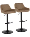 Lumisource Set Of 2 Daniella Contemporary Adjustable Bar Stools With Footrest