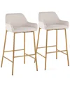 Lumisource Daniella Fixed-height Bar Stool - Set Of 2 Cream In Gold