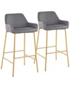 Lumisource Daniella Fixed-height Counter Stool - Set Of 2 Gre In Gold