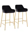 Lumisource Set Of 2 Daniella Fixed-height Bar Stools In Gold
