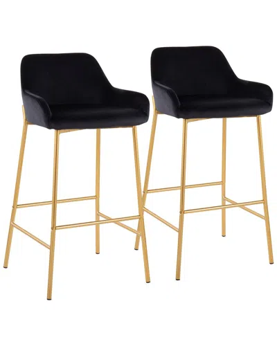 Lumisource Set Of 2 Daniella Fixed-height Bar Stools In Gold