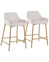 Lumisource Daniella Fixed-height Counter Stool - Set Of 2 Cre In Gold