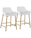 Lumisource Set Of 2 Daniella Fixed-height Counter Stools In Gold