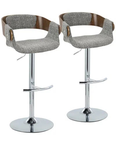 Lumisource Set Of 2 Elisa Adjustable Barstool In Gray