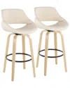 Lumisource Set Of 2 Fabrico 30in Contemporary Fixed-height Swivel Bar Stools  With Footrest