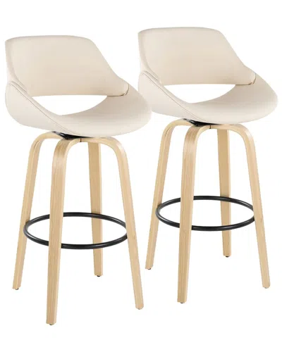 LUMISOURCE LUMISOURCE SET OF 2 FABRICO 30IN CONTEMPORARY FIXED-HEIGHT SWIVEL BAR STOOLS  WITH FOOTREST