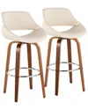 Lumisource Set Of 2 Fabrico 30in Mid-century Modern Fixed-height Swivel Bar  Stools With Footrest