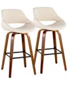 Lumisource Set Of 2 Fabrico 30in Mid-century Modern Fixed-height Swivel Bar  Stools With Footrest