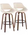 Lumisource Set Of 2 Fabrico 30in Mid-century Modern Fixed-height Swivel Bar  Stools With Footrest