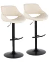 Lumisource Set Of 2 Fabrico Contemporary Adjustable Bar Stools With Footrest