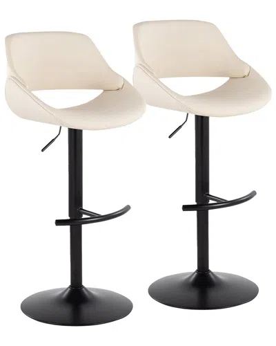 Lumisource Set Of 2 Fabrico Contemporary Adjustable Bar Stools With Footrest In Brown
